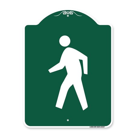 AMISTAD 18 x 24 in. Designer Series Sign - Pedestrian Crossing Symbol, Green & White AM2062719